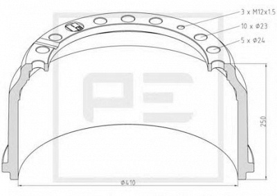 PE AUTOMOTIVE 03640000a -  Тормозной барабан